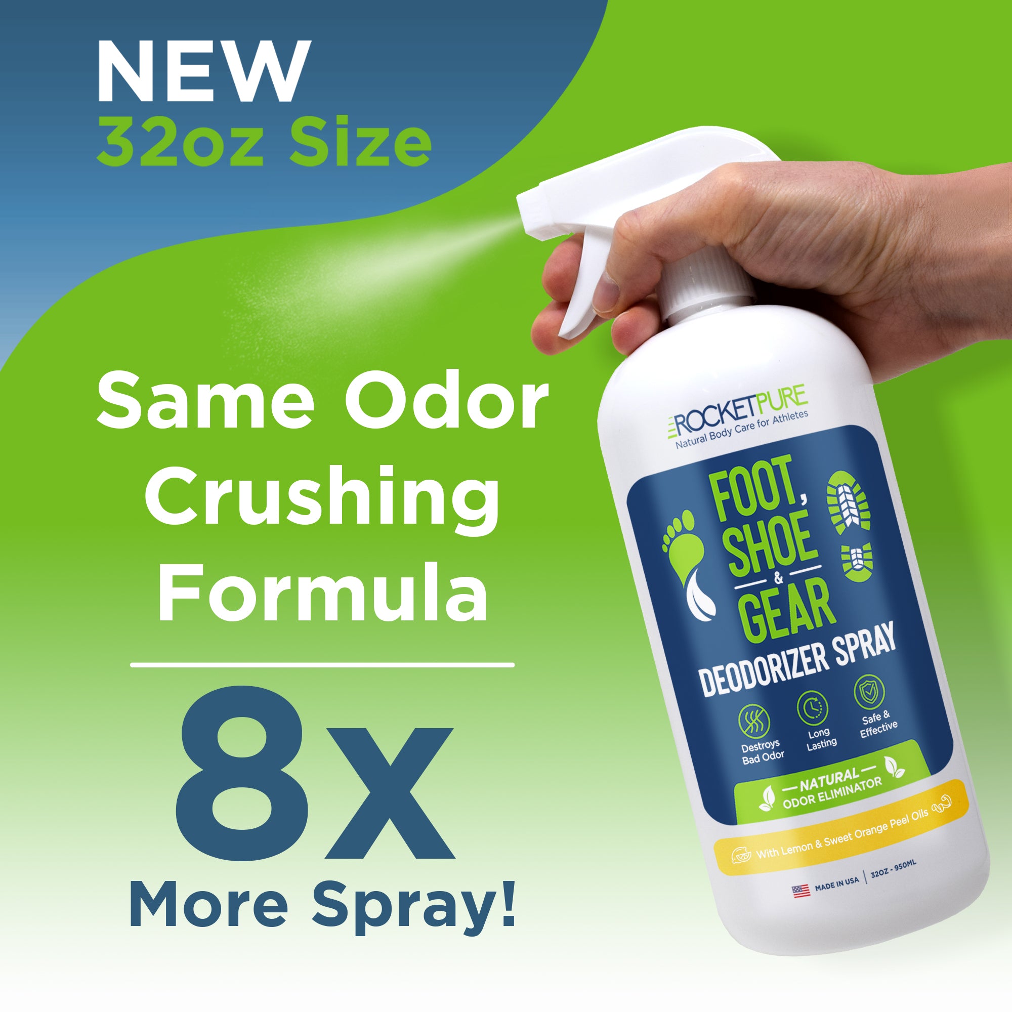 32oz Natural Foot & Shoe Deodorizer Spray - Lemon – Rocket Pure