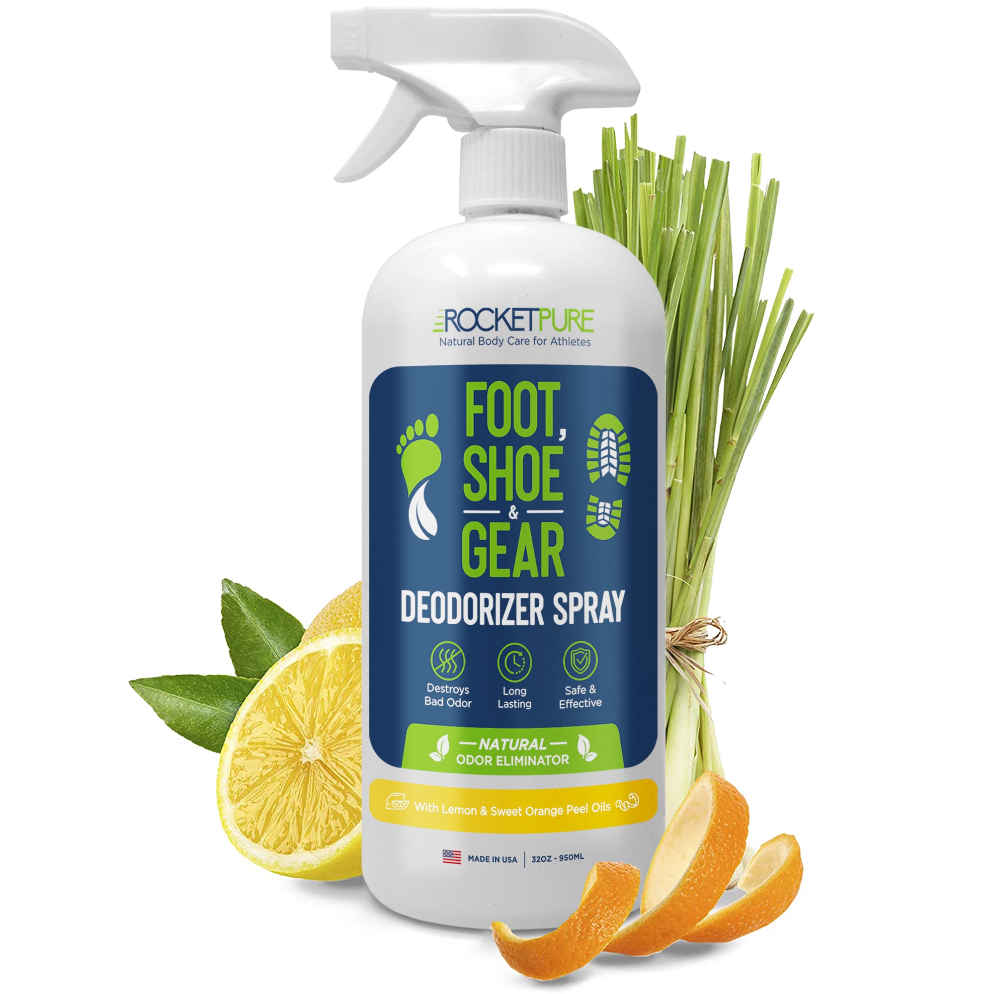 32oz Natural Foot & Shoe Deodorizer Spray Lemon Rocket Pure